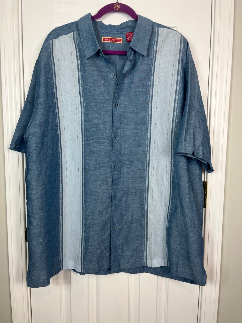 Havanera denim looking and grey short sleeved button down shirt XXL. 60% linen